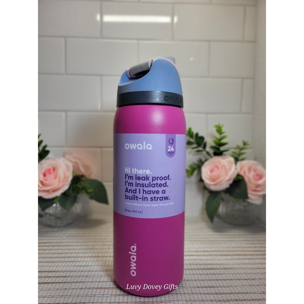 Owala FreeSip 32oz Insulated Stainless Steel Water Bottle Sugar Cloud Pink NWT